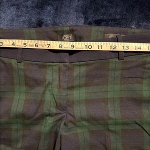 LOFT Green and Brown Checkered Pants